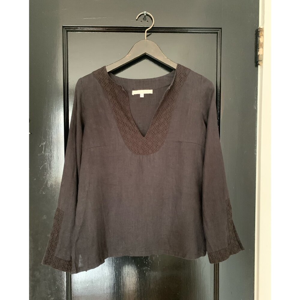 Erica Tanov Black Linen Top